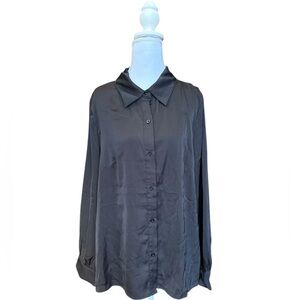 NWT Strut & Bolt Women’s Black Button Up Pleated Back Size XL Blouse Top